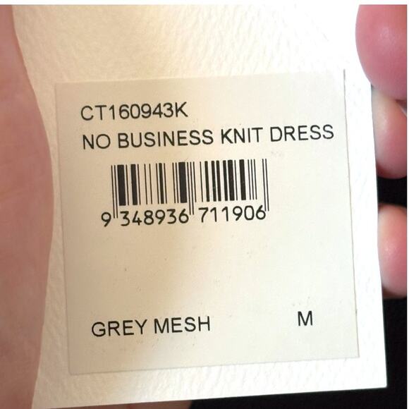 C/MEO Gray Mesh Cocktail Dress - One Shoulder w/ Bow Accent - Size Medium - Midi - Picture 12 of 13